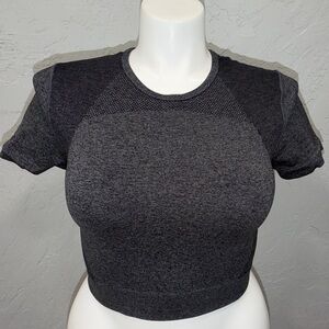 H&M Sport Seamless Gray Crop Top | Size M | Athletic Workout Activewear